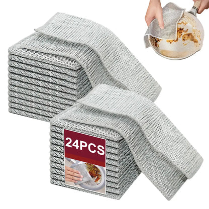 Multipurpose Microfiber Cleaning Cloth Set, 24/12 Pieces - Highly Absorbent Kitchen and Household Cleaning Rags, Ideal for Dishwashing and General Cleaning Tasks