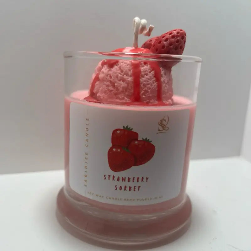 Strawberry Sorbet Candle - 100% Natural Soy Wax, Eco-Friendly Fresh Strawberry Fragrance for a Cozy Home Atmosphere