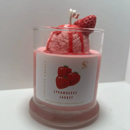 Strawberry Sorbet Candle - 100% Natural Soy Wax, Eco-Friendly Fresh Strawberry Fragrance for a Cozy Home Atmosphere