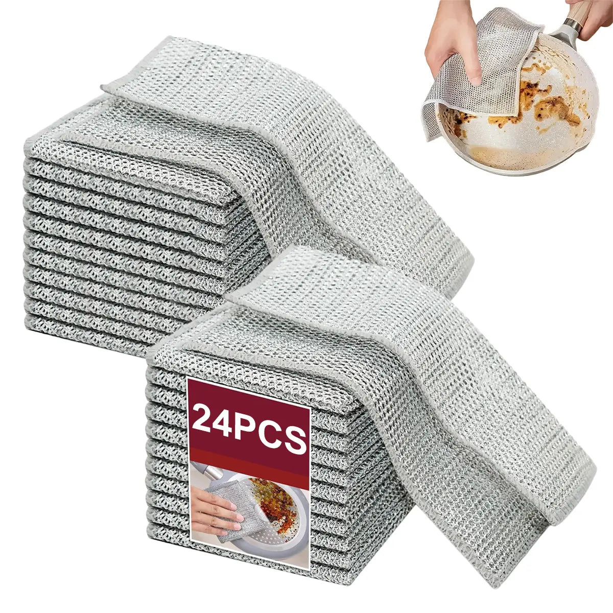 Multipurpose Microfiber Cleaning Cloth Set, 24/12 Pieces - Highly Absorbent Kitchen and Household Cleaning Rags, Ideal for Dishwashing and General Cleaning Tasks